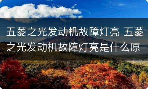 五菱之光发动机故障灯亮 五菱之光发动机故障灯亮是什么原因引起的