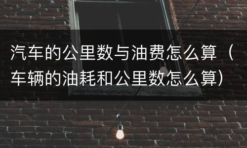 汽车的公里数与油费怎么算（车辆的油耗和公里数怎么算）