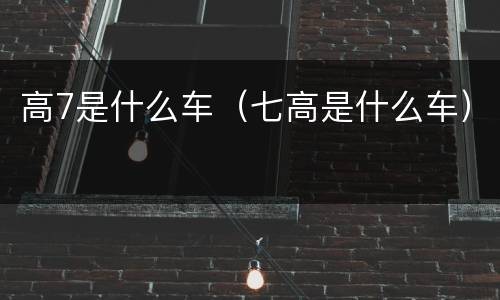 高7是什么车（七高是什么车）