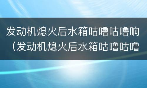 发动机熄火后水箱咕噜咕噜响（发动机熄火后水箱咕噜咕噜响水温表过高）