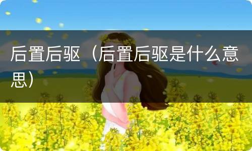 后置后驱（后置后驱是什么意思）