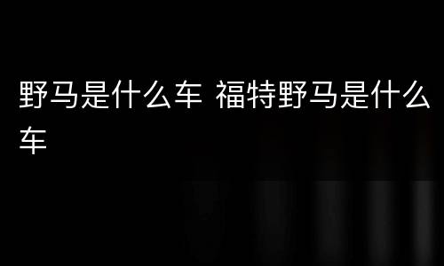 野马是什么车 福特野马是什么车