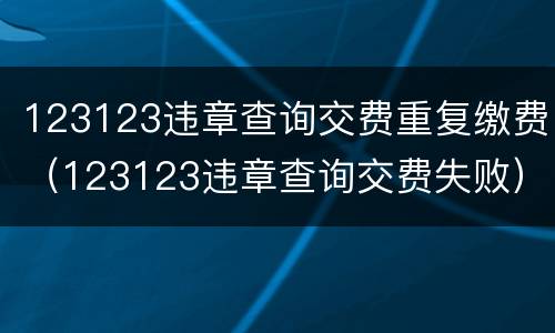 123123违章查询交费重复缴费（123123违章查询交费失败）