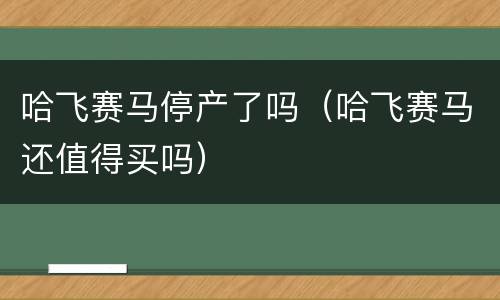 哈飞赛马停产了吗（哈飞赛马还值得买吗）