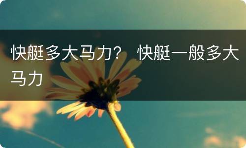 快艇多大马力？ 快艇一般多大马力