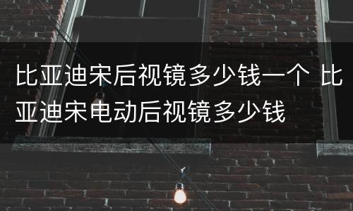 比亚迪宋后视镜多少钱一个 比亚迪宋电动后视镜多少钱