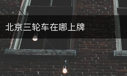 北京三轮车在哪上牌