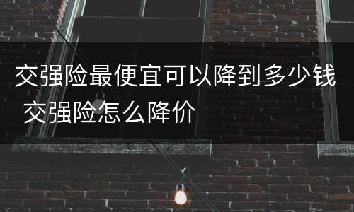 交强险最便宜可以降到多少钱 交强险怎么降价