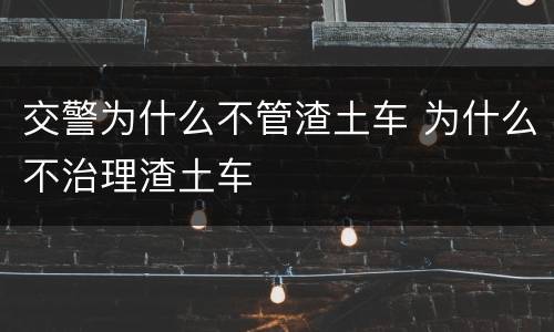 交警为什么不管渣土车 为什么不治理渣土车