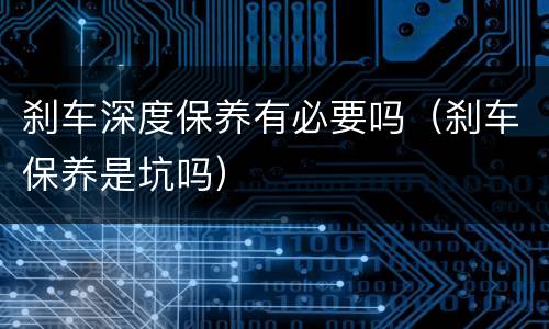 刹车深度保养有必要吗（刹车保养是坑吗）