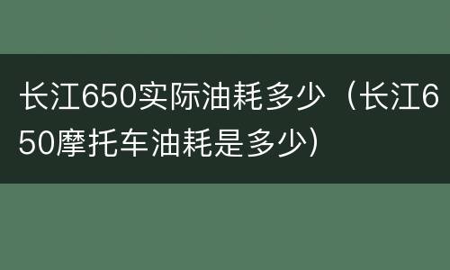 长江650实际油耗多少（长江650摩托车油耗是多少）