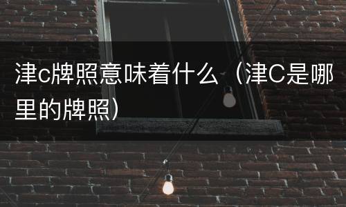 津c牌照意味着什么（津C是哪里的牌照）