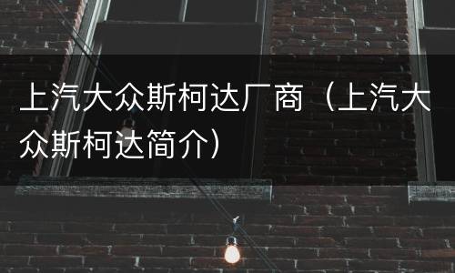 上汽大众斯柯达厂商（上汽大众斯柯达简介）