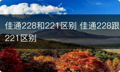 佳通228和221区别 佳通228跟221区别