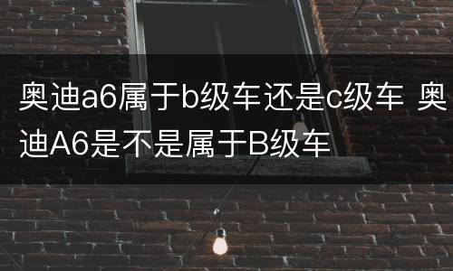 奥迪a6属于b级车还是c级车 奥迪A6是不是属于B级车