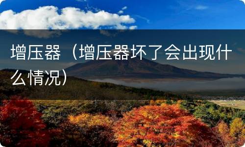 增压器（增压器坏了会出现什么情况）