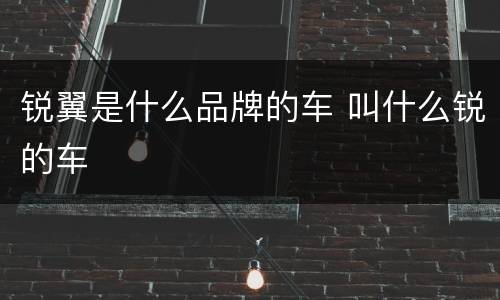 锐翼是什么品牌的车 叫什么锐的车