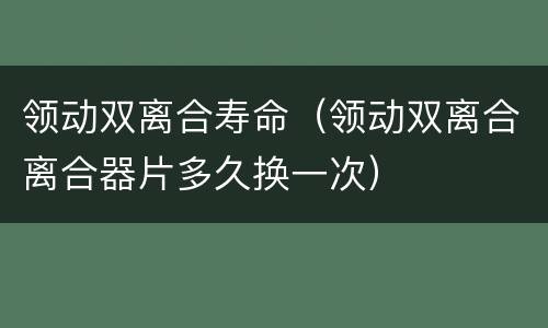 领动双离合寿命（领动双离合离合器片多久换一次）