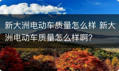 新大洲电动车质量怎么样 新大洲电动车质量怎么样啊?