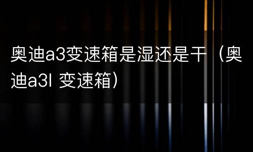 奥迪a3变速箱是湿还是干（奥迪a3l 变速箱）