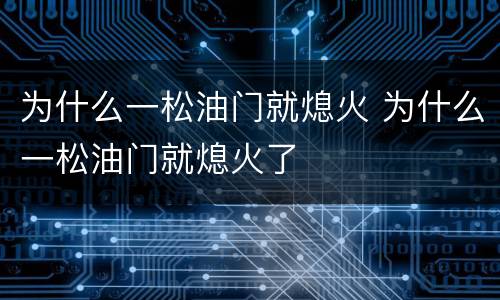 为什么一松油门就熄火 为什么一松油门就熄火了