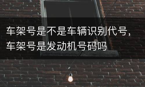 车架号是不是车辆识别代号，车架号是发动机号码吗