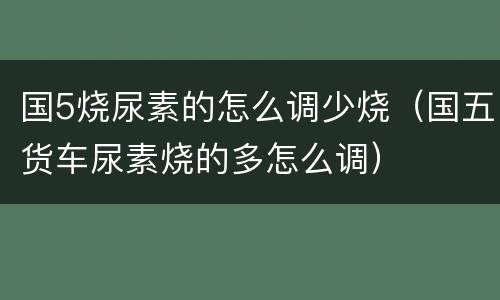 国5烧尿素的怎么调少烧（国五货车尿素烧的多怎么调）