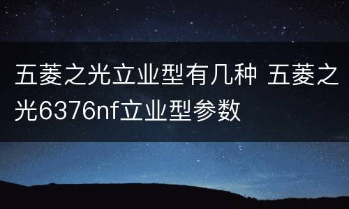 五菱之光立业型有几种 五菱之光6376nf立业型参数