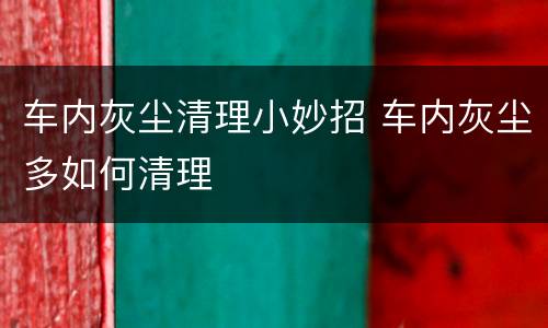 车内灰尘清理小妙招 车内灰尘多如何清理