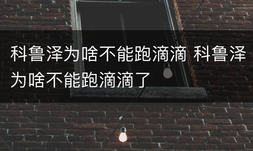 科鲁泽为啥不能跑滴滴 科鲁泽为啥不能跑滴滴了