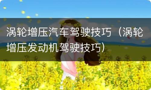 涡轮增压汽车驾驶技巧（涡轮增压发动机驾驶技巧）