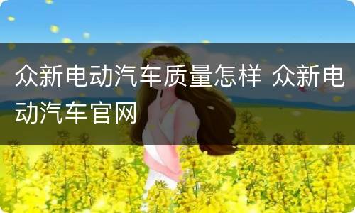 众新电动汽车质量怎样 众新电动汽车官网