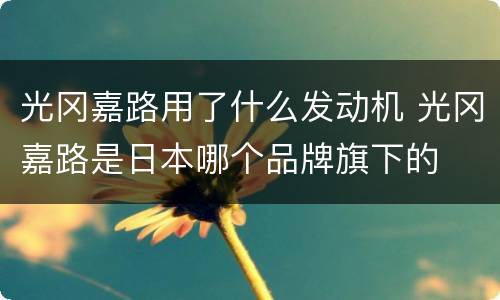 光冈嘉路用了什么发动机 光冈嘉路是日本哪个品牌旗下的