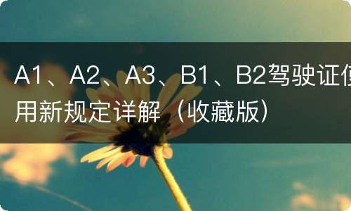 A1、A2、A3、B1、B2驾驶证使用新规定详解（收藏版）