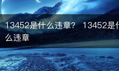 13452是什么违章？ 13452是什么违章