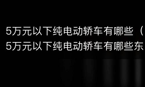 5万元以下纯电动轿车有哪些（5万元以下纯电动轿车有哪些东风小康 哦不）