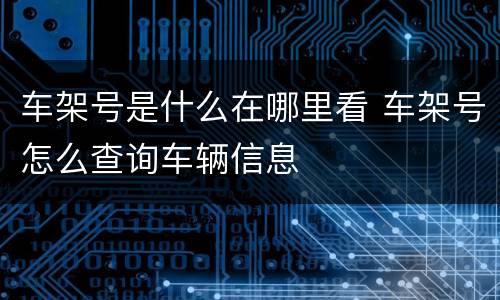 车架号是什么在哪里看 车架号怎么查询车辆信息