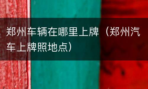 郑州车辆在哪里上牌（郑州汽车上牌照地点）