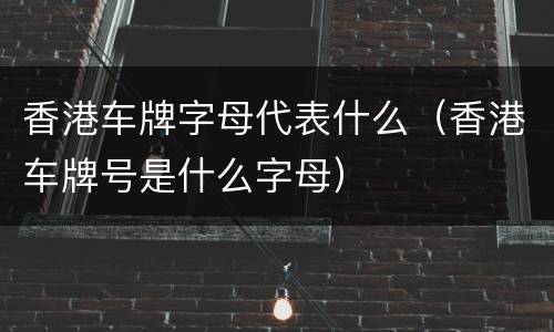 香港车牌字母代表什么（香港车牌号是什么字母）