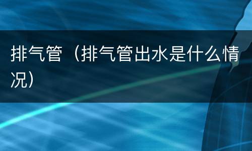 排气管（排气管出水是什么情况）