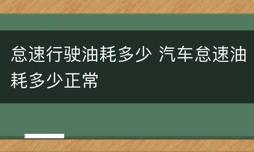 怠速行驶油耗多少 汽车怠速油耗多少正常