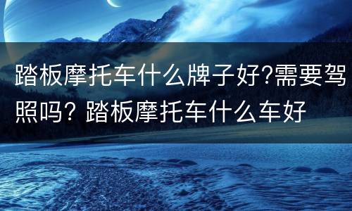 踏板摩托车什么牌子好?需要驾照吗? 踏板摩托车什么车好