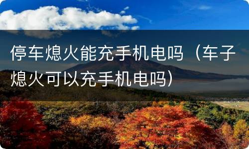停车熄火能充手机电吗（车子熄火可以充手机电吗）