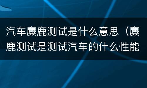 汽车麋鹿测试是什么意思（麋鹿测试是测试汽车的什么性能）