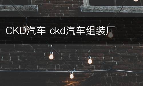 CKD汽车 ckd汽车组装厂