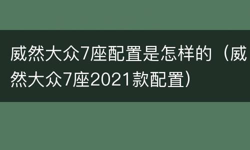 威然大众7座配置是怎样的（威然大众7座2021款配置）