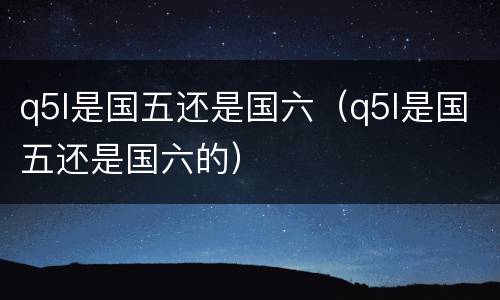 q5l是国五还是国六（q5l是国五还是国六的）
