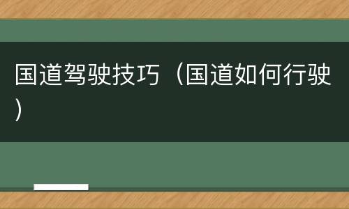 国道驾驶技巧（国道如何行驶）