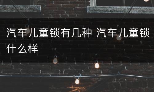 汽车儿童锁有几种 汽车儿童锁什么样