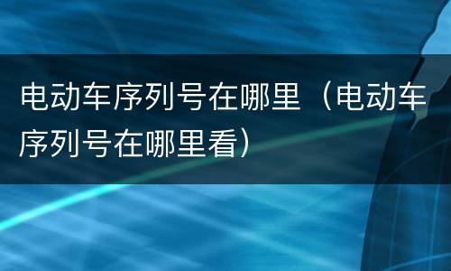 电动车序列号在哪里（电动车序列号在哪里看）